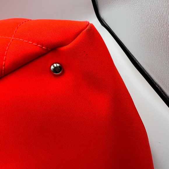 PRE-LOVE CHANEL PARIS BIARRITZ NEON ORANGE NYLON BOWLER BAG - Picture 6 of 16